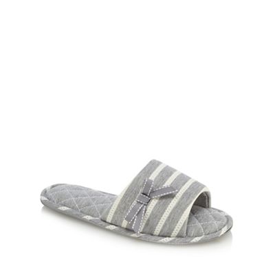 Lounge & Sleep Grey striped mule slippers